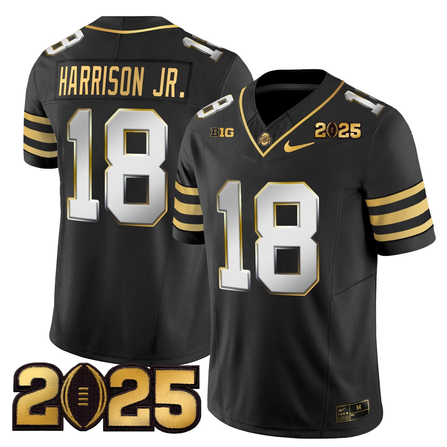 Men's Ohio State Buckeyes 'Heritage Stripe' CFP Final Patch Gold Vapor Limited Jersey - All Stitched