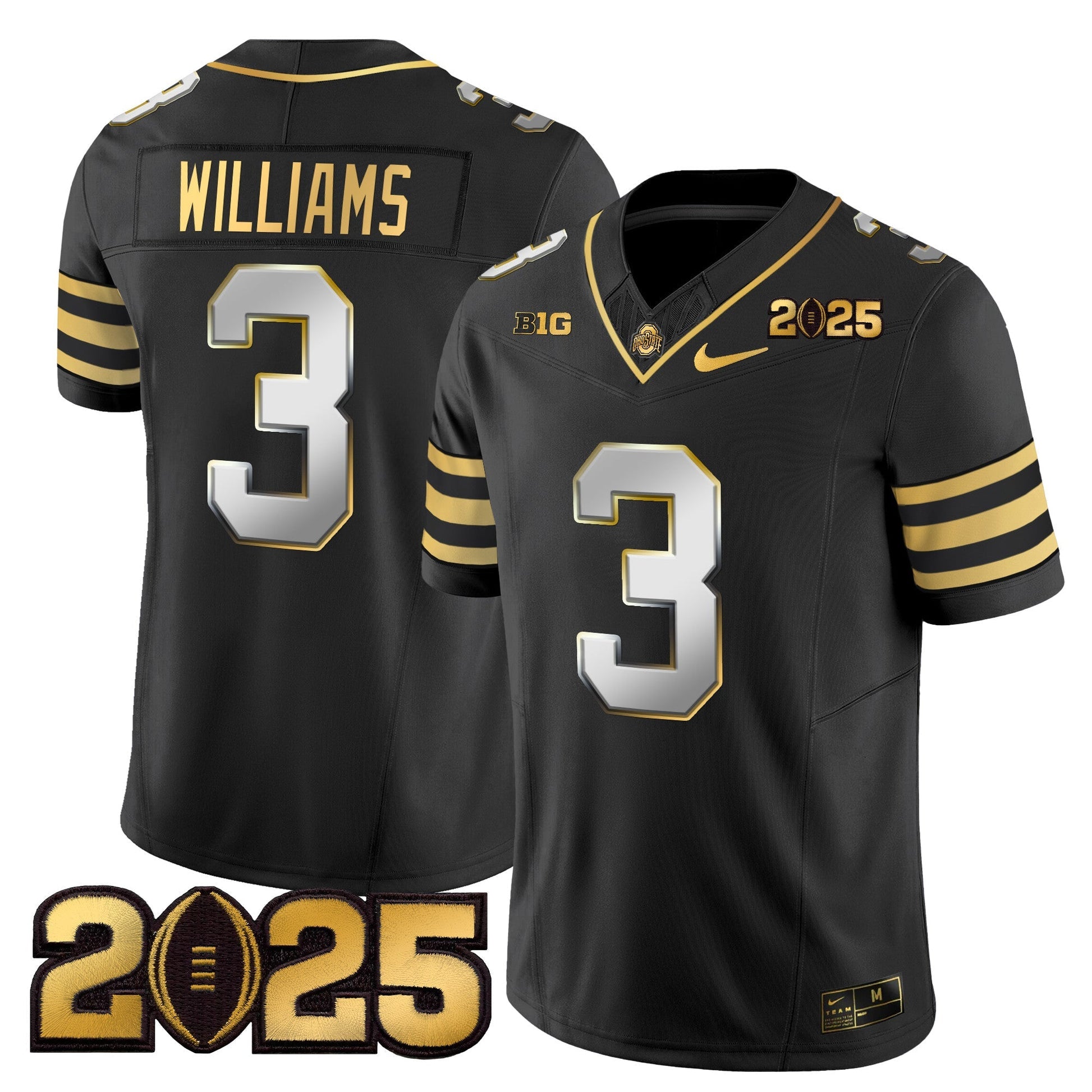 Men's Ohio State Buckeyes 'Heritage Stripe' CFP Final Patch Gold Vapor Limited Jersey - All Stitched