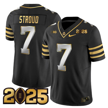 Men's Ohio State Buckeyes 'Heritage Stripe' CFP Final Patch Gold Vapor Limited Jersey - All Stitched