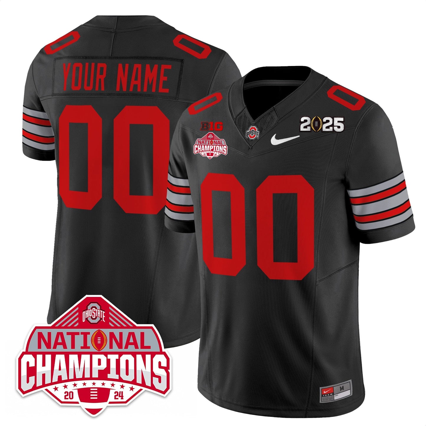 Custom Name/Gender OSU 'Heritage Stripe' 2025 CFP Patch - National Champions Jersey - All Stitched