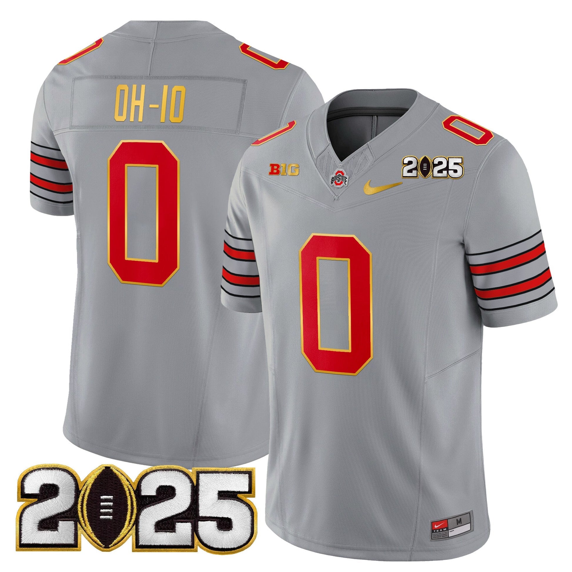 Men's Ohio State Buckeyes 'Heritage Stripe' 2025 CFP Final Patch Gold Trim Vapor Limited Jersey - All Stitched