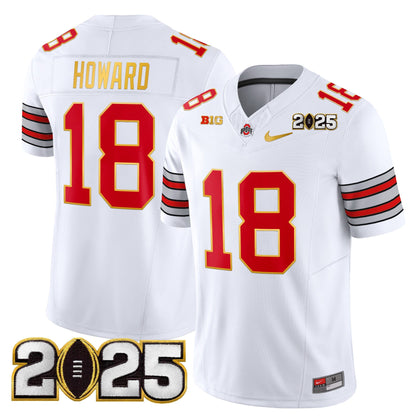 Men's Ohio State Buckeyes 'Heritage Stripe' 2025 CFP Final Patch Gold Trim Vapor Limited Jersey - All Stitched