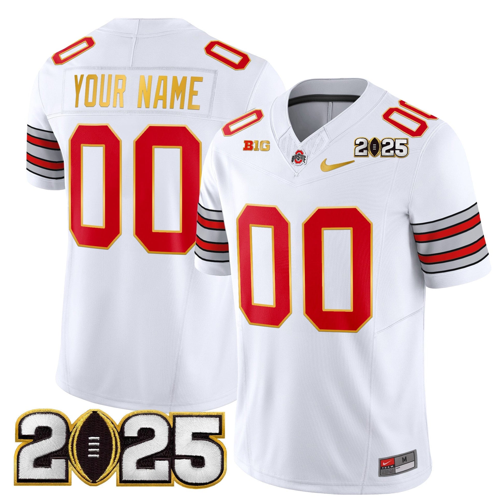 Ohio State Buckeyes 'Heritage Stripe' 2025 CFP Final Patch Gold Trim Vapor Limited Custom Jersey - All Stitched