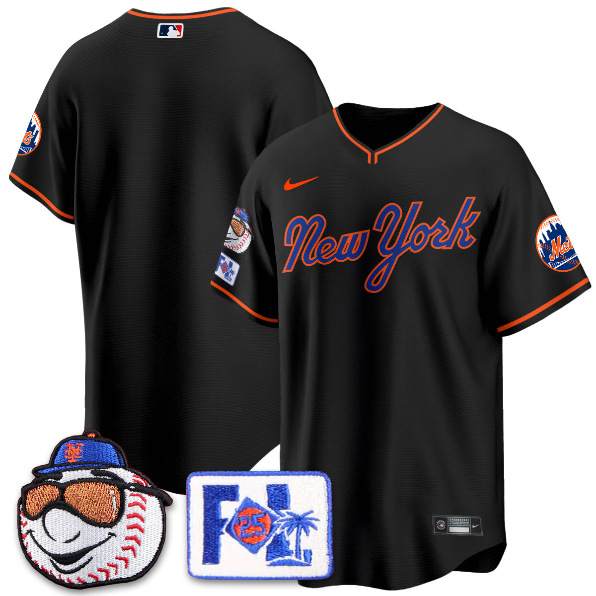 NYM Blue Road 2025 Spring Training Jersey - All Stitched