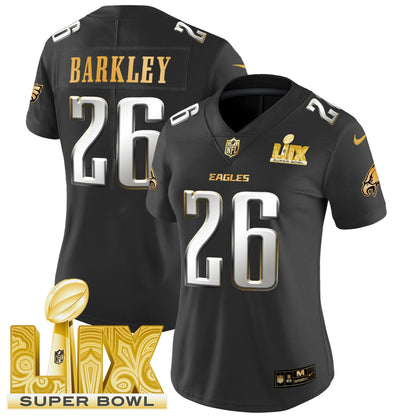 Women's PHI Super Bowl LIX Patch Gold Vapor Limited Jersey - All Stitched