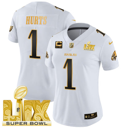 Women's PHI Super Bowl LIX Patch Gold Vapor Limited Jersey - All Stitched