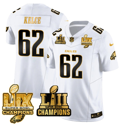 PHI LII-LIX Super Bowl Champions Gold Vapor Limited Jersey N2 - All Stitched