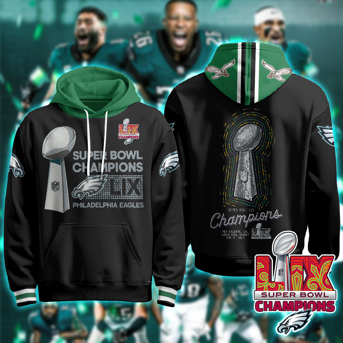 PHI Super Bowl LIX Champions Hoodie