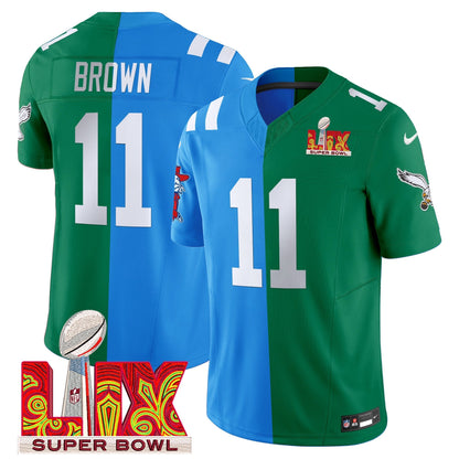 Split PHI Super Bowl LIX & College Football Vapor Limited Jersey - All Stitched