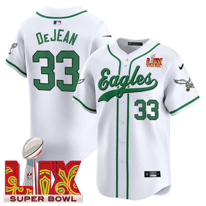 PHI Midnight Green Super Bowl LIX Vapor Baseball Jersey - All Stitched