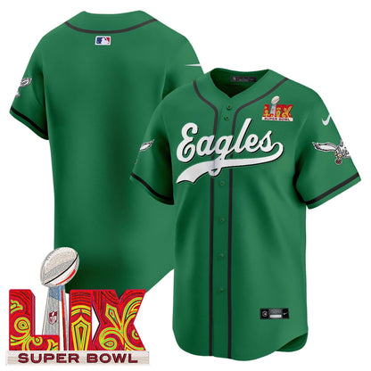 PHI Midnight Green Super Bowl LIX Vapor Baseball Jersey - All Stitched
