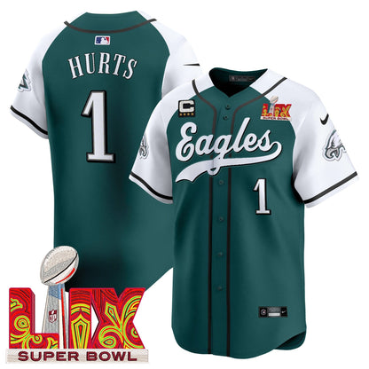 PHI Midnight Green Super Bowl LIX Vapor Baseball Jersey - All Stitched