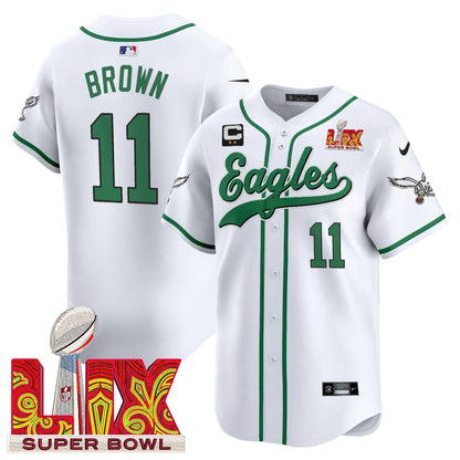 PHI Midnight Green Super Bowl LIX Vapor Baseball Jersey - All Stitched