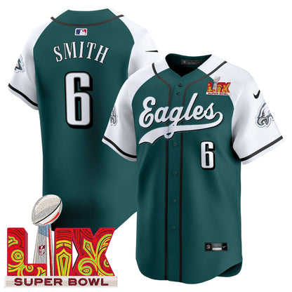 PHI Midnight Green Super Bowl LIX Vapor Baseball Jersey - All Stitched