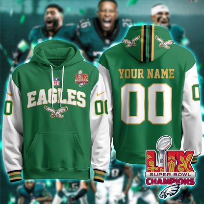 PHI Super Bowl LIX Champions Gold Hoodie N2r