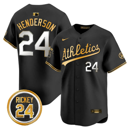 OAK Rickey Henderson Patch Vapor Premier Limited Jersey - All Stitched
