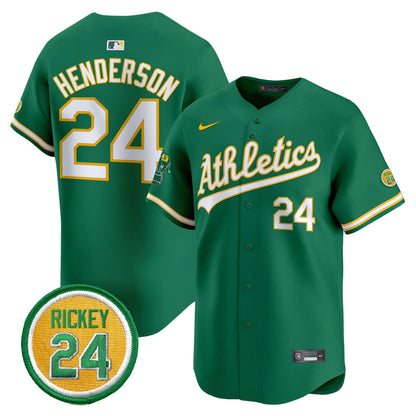 OAK Rickey Henderson Patch Vapor Premier Limited Jersey - All Stitched