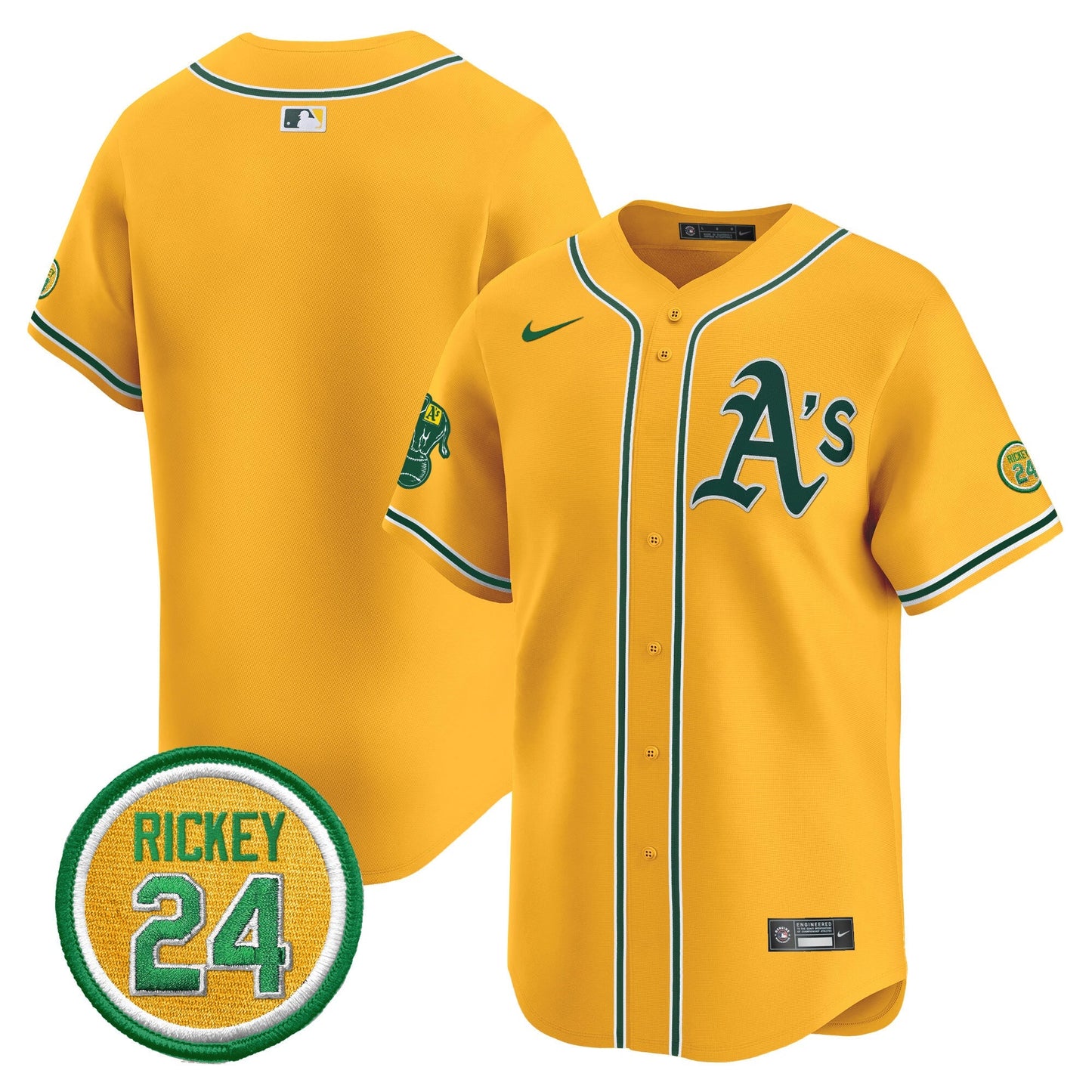 OAK Rickey Henderson Patch Vapor Premier Limited Jersey - All Stitched