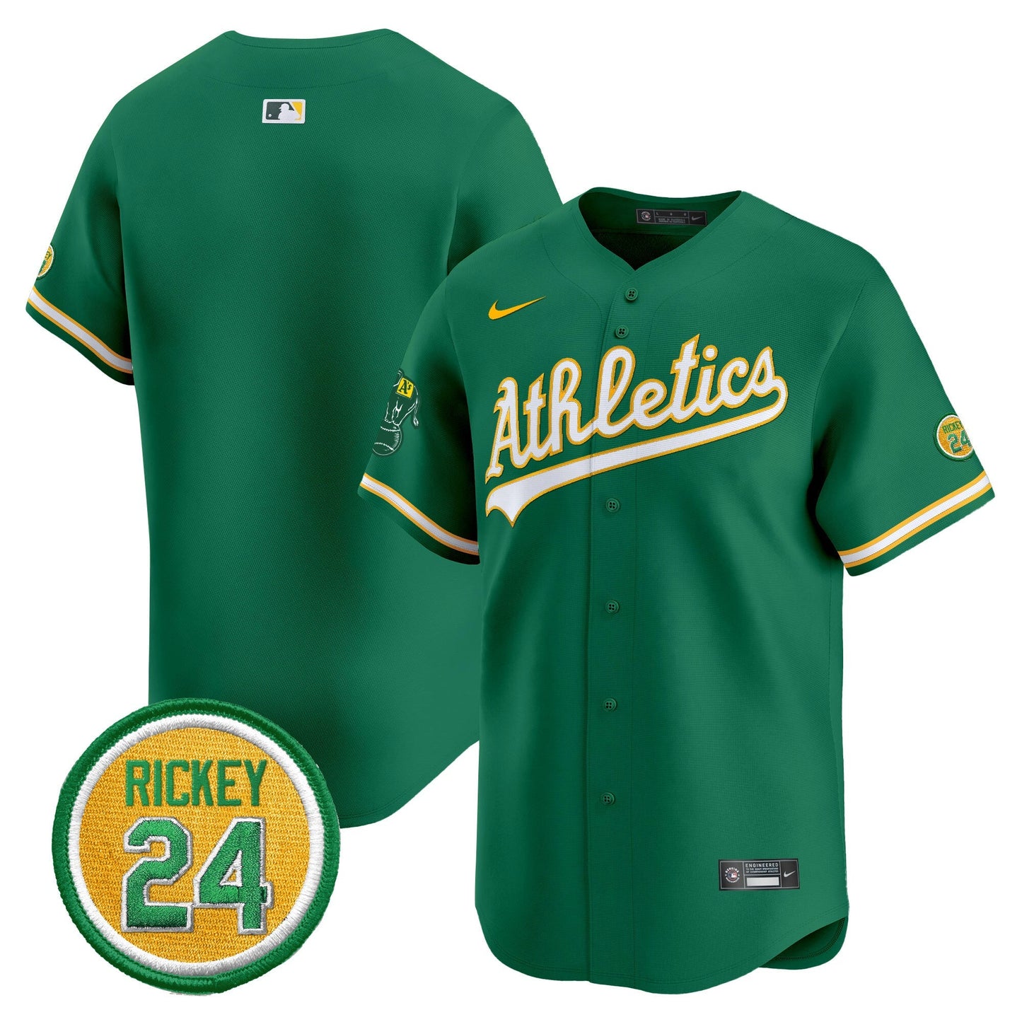 OAK Rickey Henderson Patch Vapor Premier Limited Jersey - All Stitched