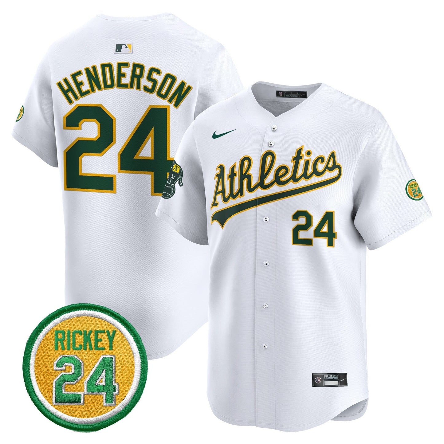 OAK Rickey Henderson Patch Vapor Premier Limited Jersey - All Stitched