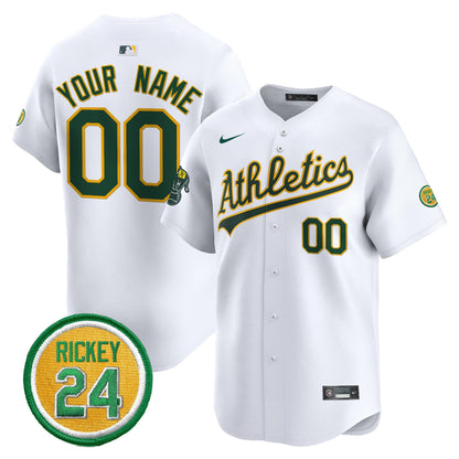 OAK Rickey Henderson Patch Vapor Premier Limited Custom Jersey - All Stitched