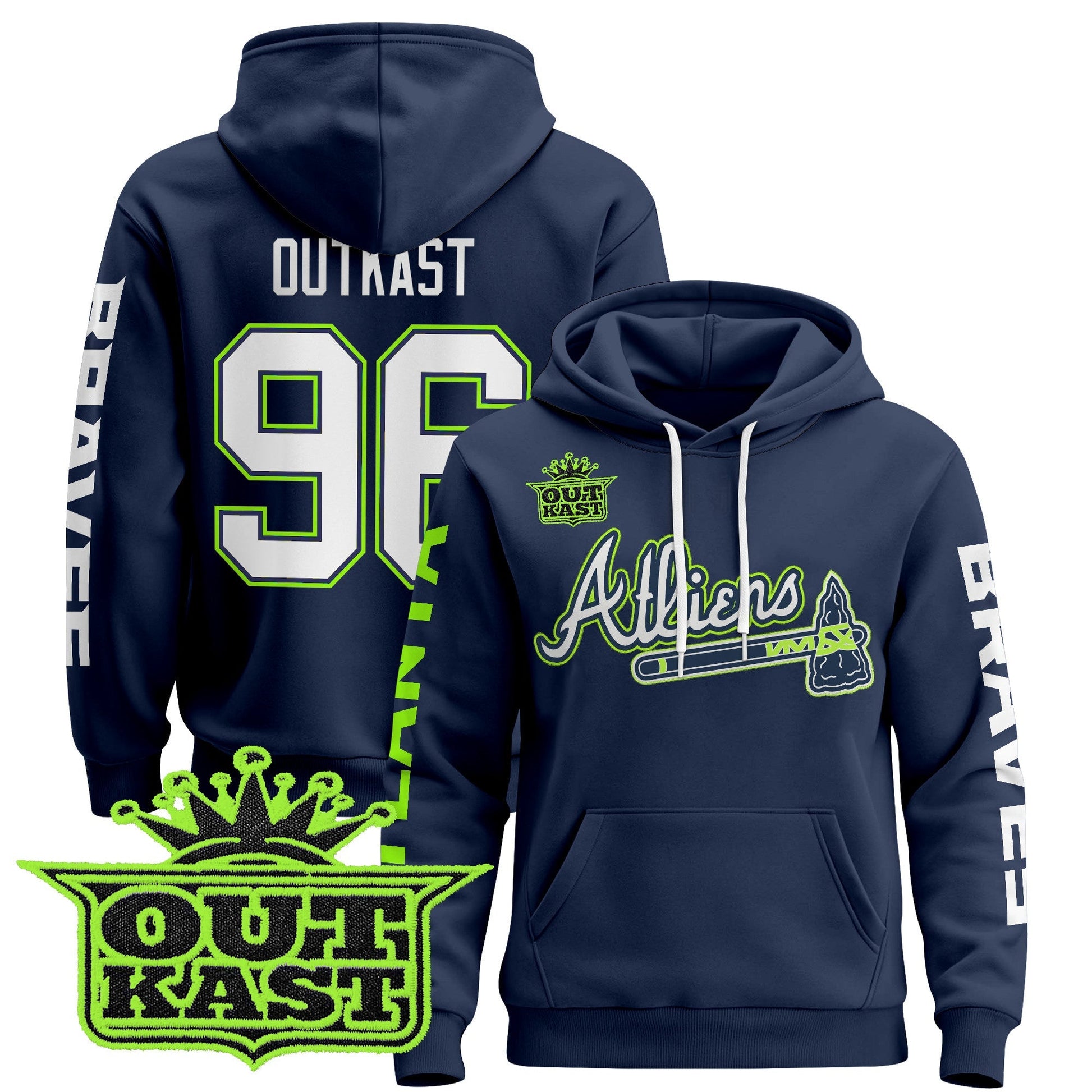 Men's Atlanta Braves 2025 Atliens Pullover Hoodie - All Stitched