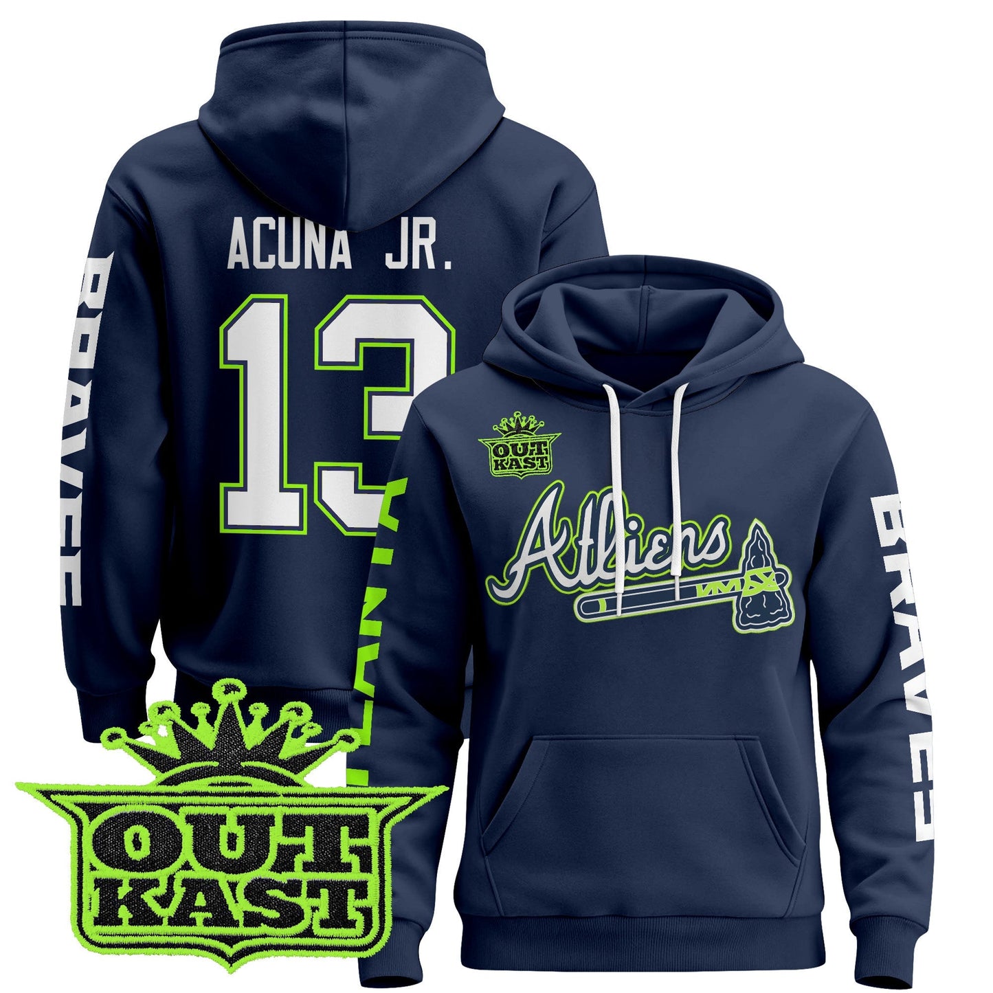 Men's Atlanta Braves 2025 Atliens Pullover Hoodie - All Stitched