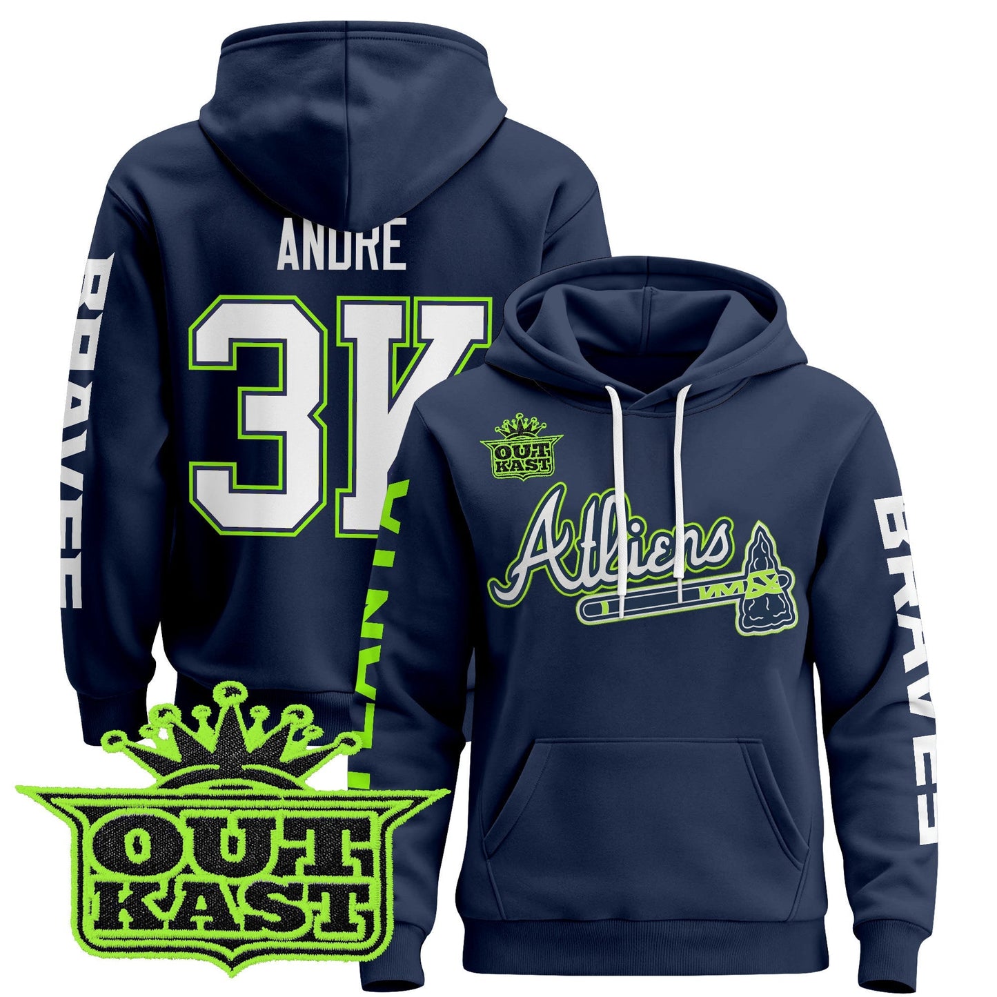 Men's Atlanta Braves 2025 Atliens Pullover Hoodie - All Stitched