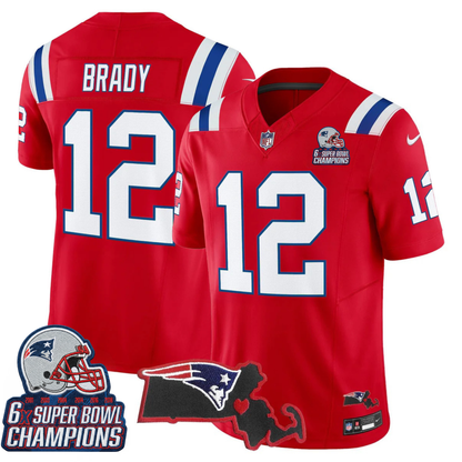 NE 6-Time Champions & Massachusetts Patch Vapor Limited Jersey V3- All Stitched
