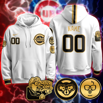Custom Name Chicago Cubs Limited Hoodie - Harry Caray "Holy Cow" Patch - All Stitched
