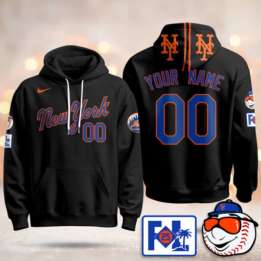 Custom Name New York Mets Blue Road 2025 Hoodie - All Stitched