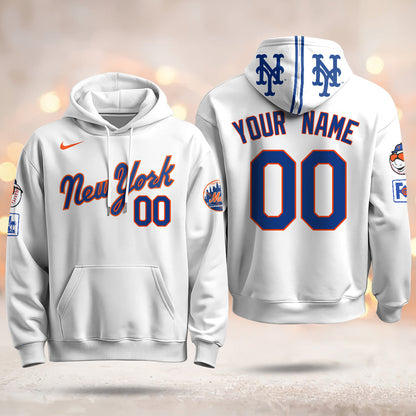 Custom Name New York Mets Blue Road 2025 Hoodie - All Stitched