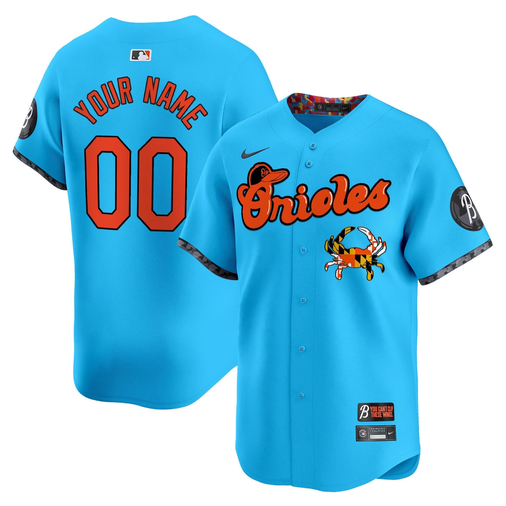 Baltimore Orioles Maryland Blue Crab Vapor Premier Limited Custom Jersey - All Stitched