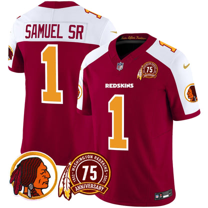 Men's Washington Redskins 75th Patch Throwback Vapor Limited Jersey - All Stitched