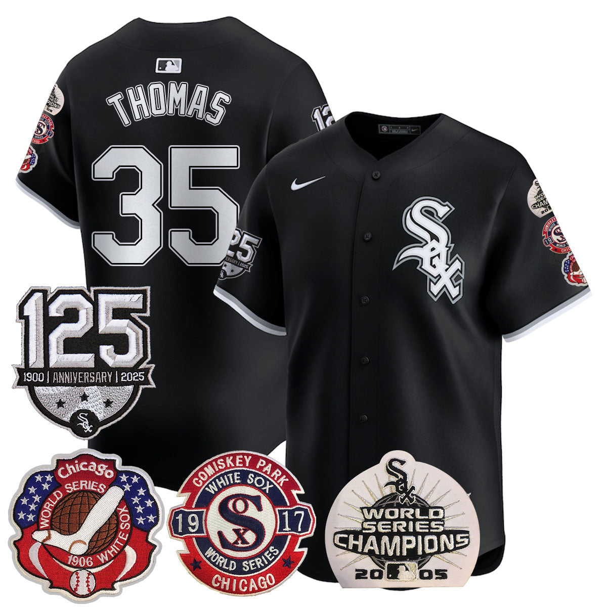 Men's Chicago White Sox 125th Anniversary - World Series Champions Jersey - All Stitched