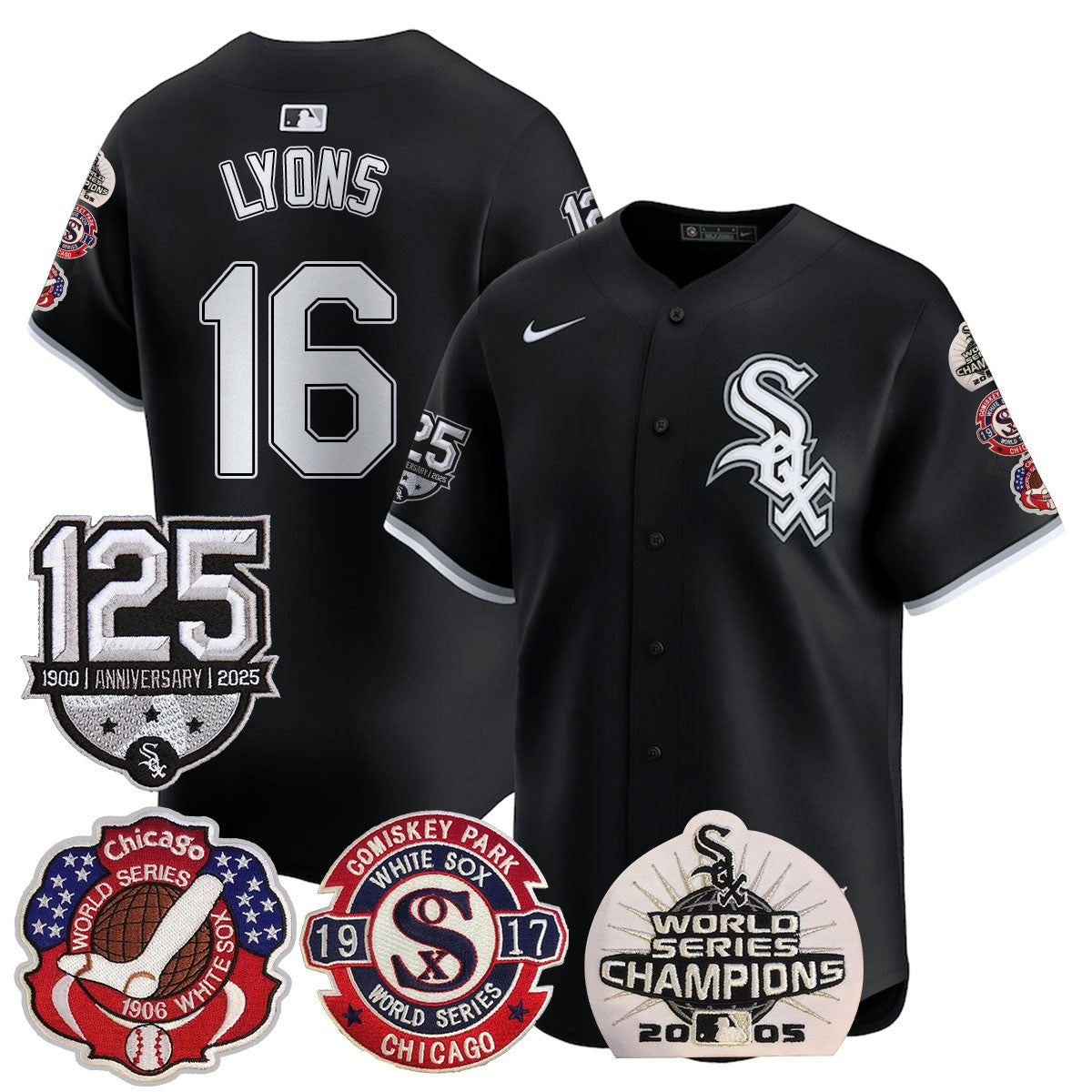 Men's Chicago White Sox 125th Anniversary - World Series Champions Jersey - All Stitched