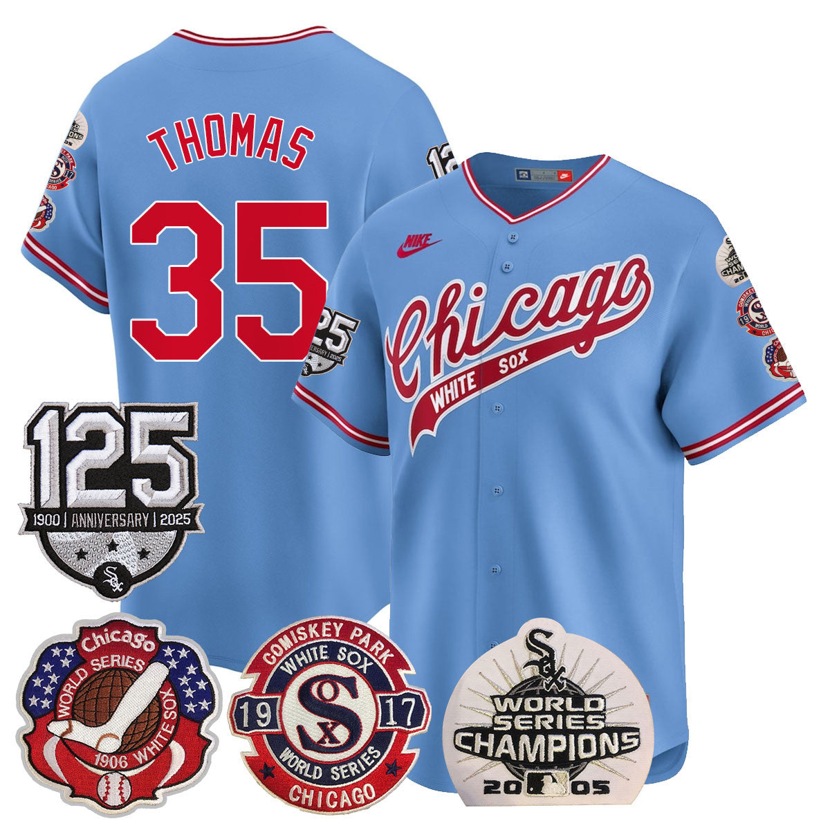 Men's Chicago White Sox 125th Anniversary - World Series Champions Jersey - All Stitched