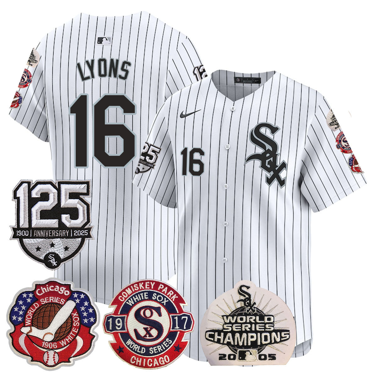 Men's Chicago White Sox 125th Anniversary - World Series Champions Jersey - All Stitched