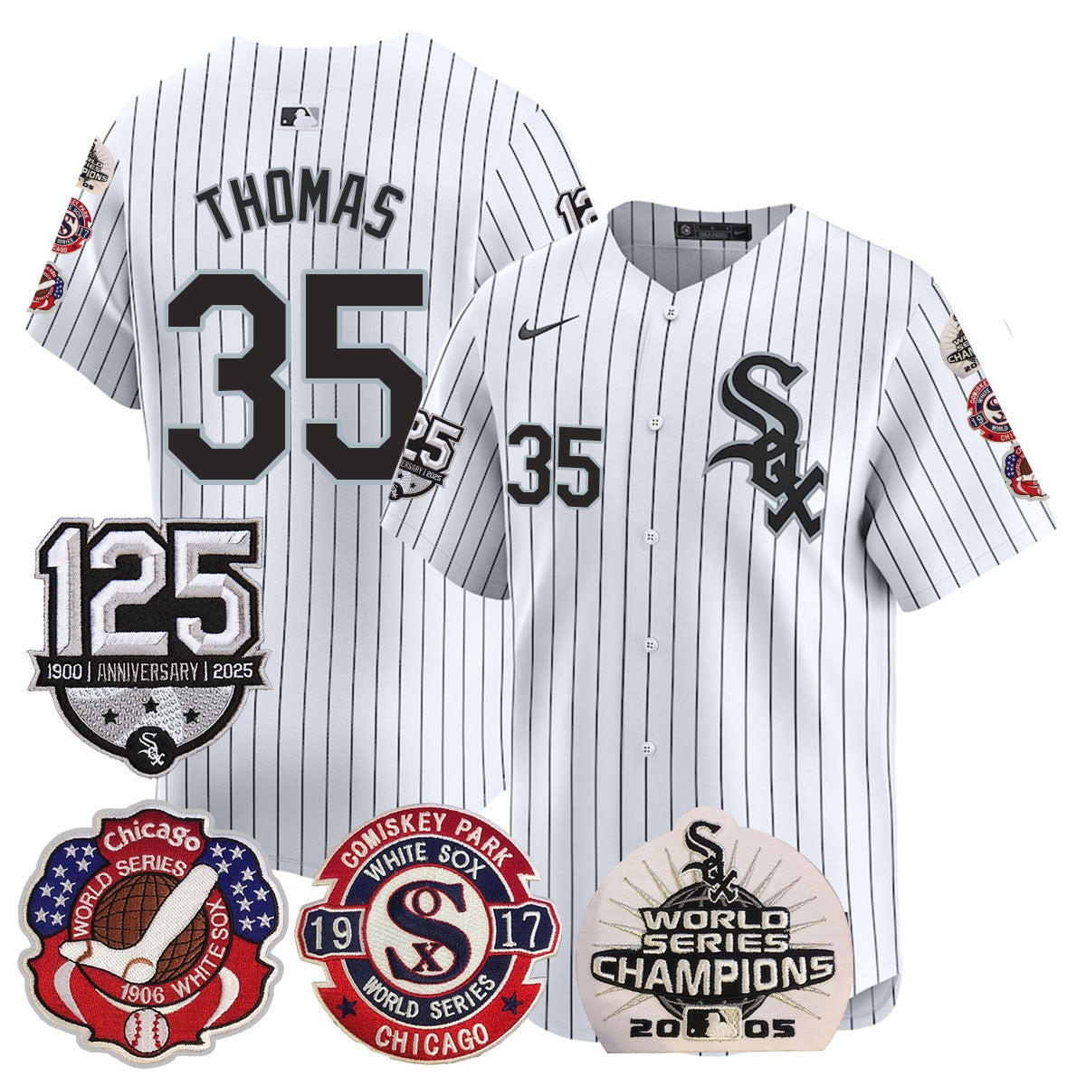 Men's Chicago White Sox 125th Anniversary - World Series Champions Jersey - All Stitched