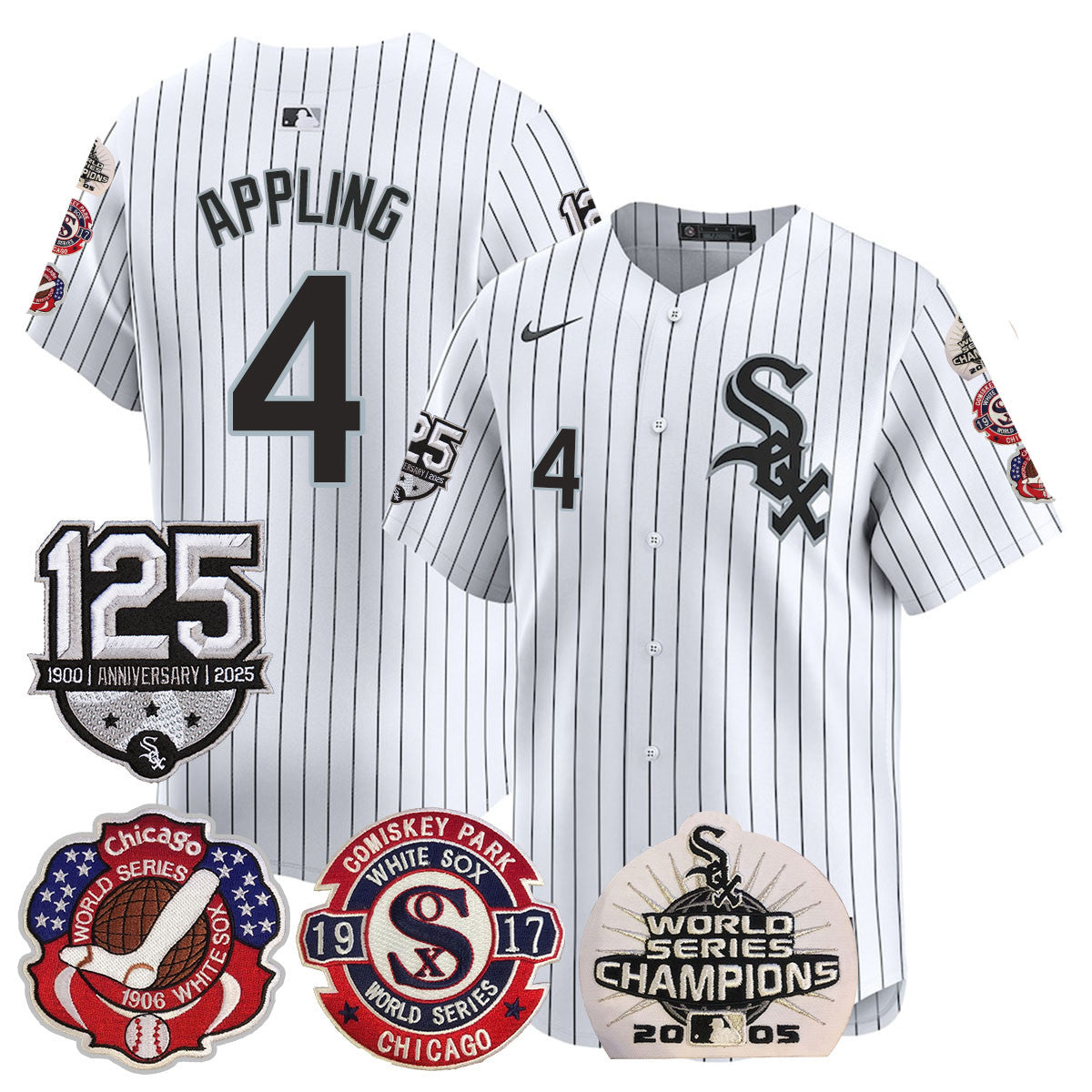 Men's Chicago White Sox 125th Anniversary - World Series Champions Jersey - All Stitched