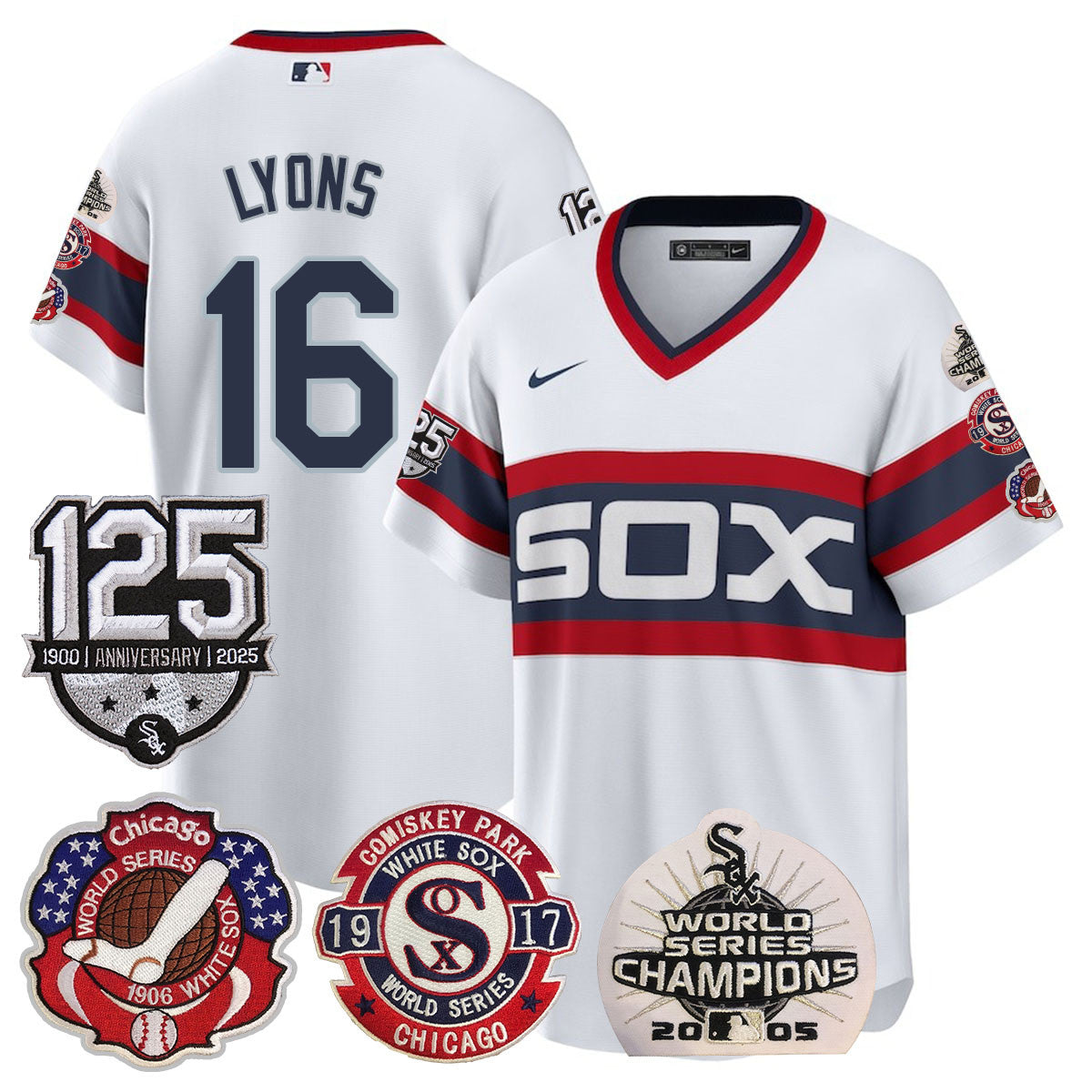 Men's Chicago White Sox 125th Anniversary - World Series Champions Jersey - All Stitched