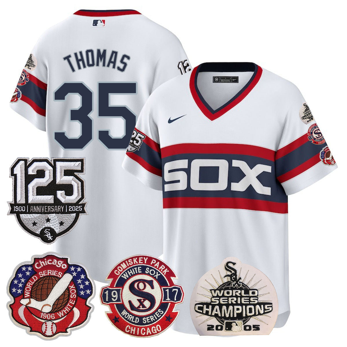 Men's Chicago White Sox 125th Anniversary - World Series Champions Jersey - All Stitched