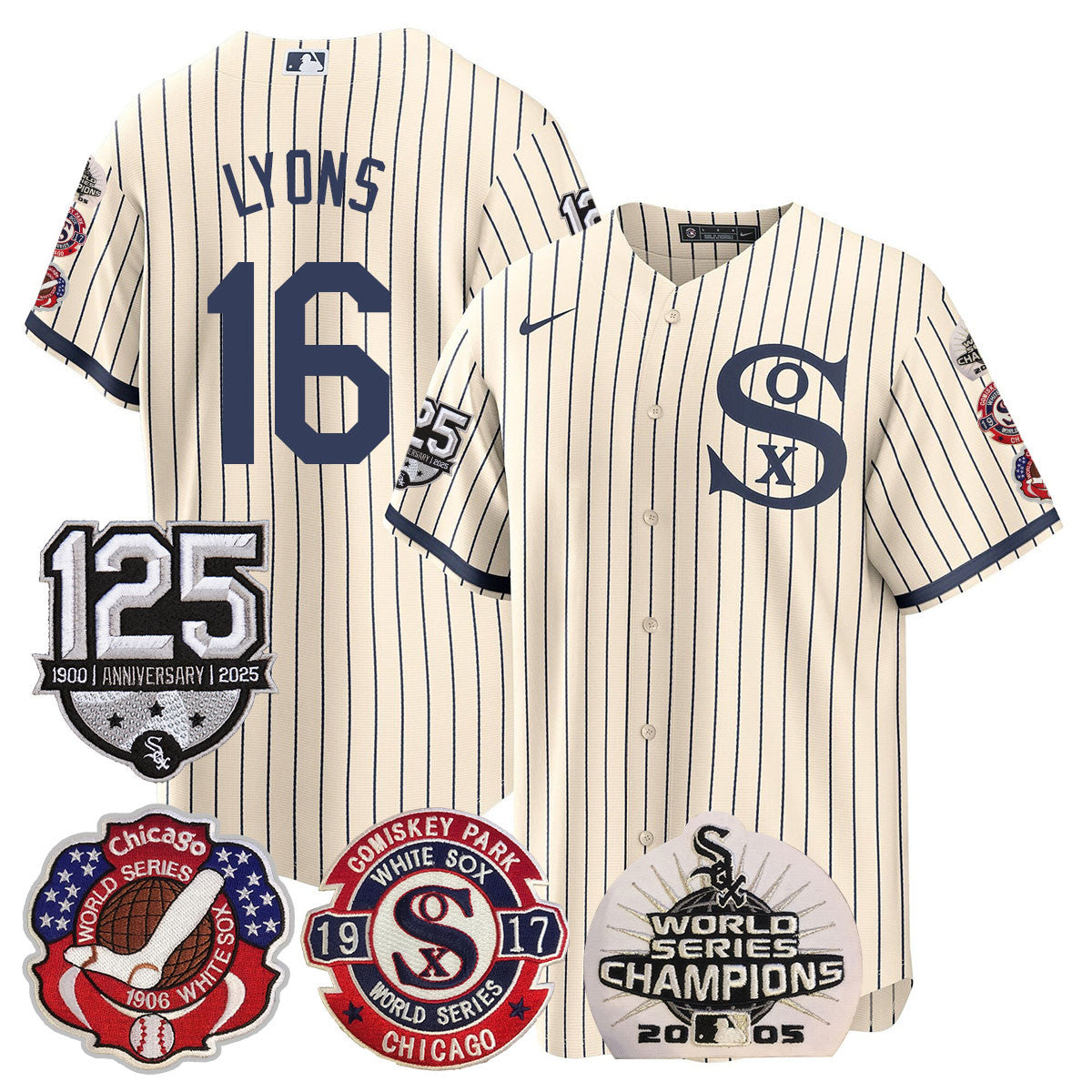 Men's Chicago White Sox 125th Anniversary - World Series Champions Jersey - All Stitched
