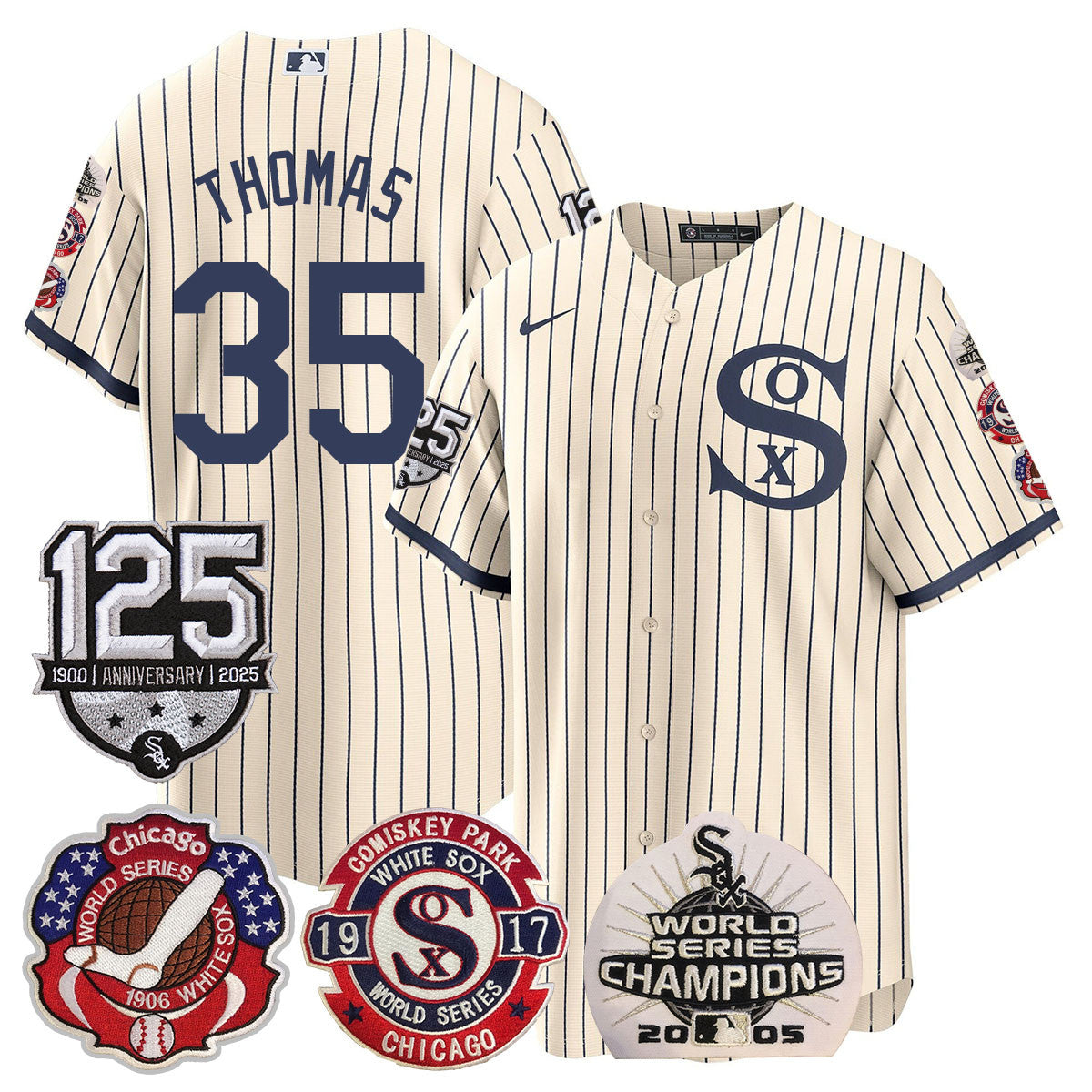 Men's Chicago White Sox 125th Anniversary - World Series Champions Jersey - All Stitched