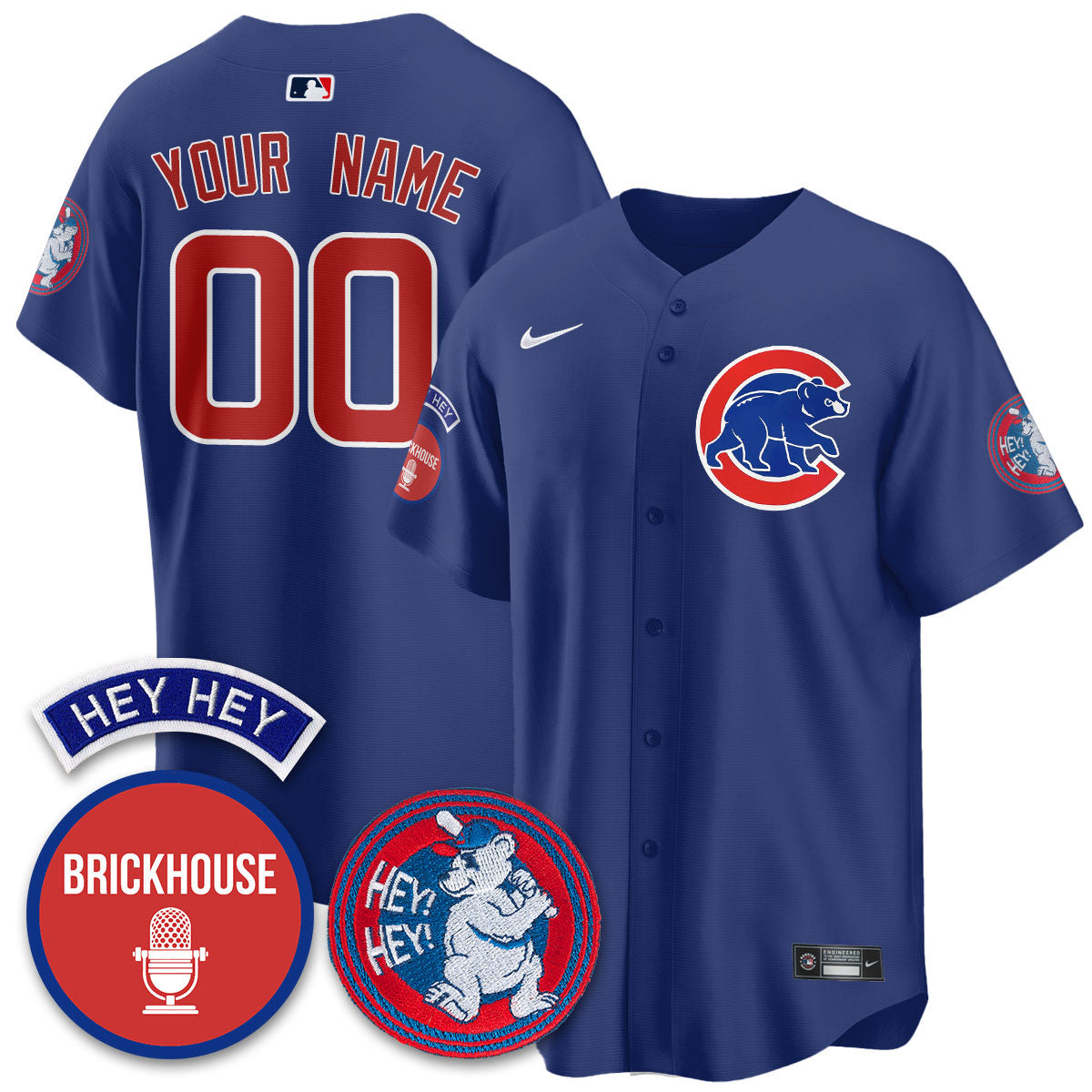 Custom Gender/Name Chicago Cubs Limited Jersey - Jack Brickhouse "Hey Hey" Patch - All Stitched
