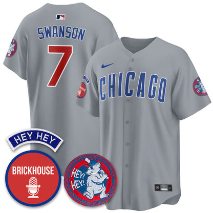 Men's Chicago Cubs Limited Jersey - Jack Brickhouse "Hey Hey" Patch - All Stitched