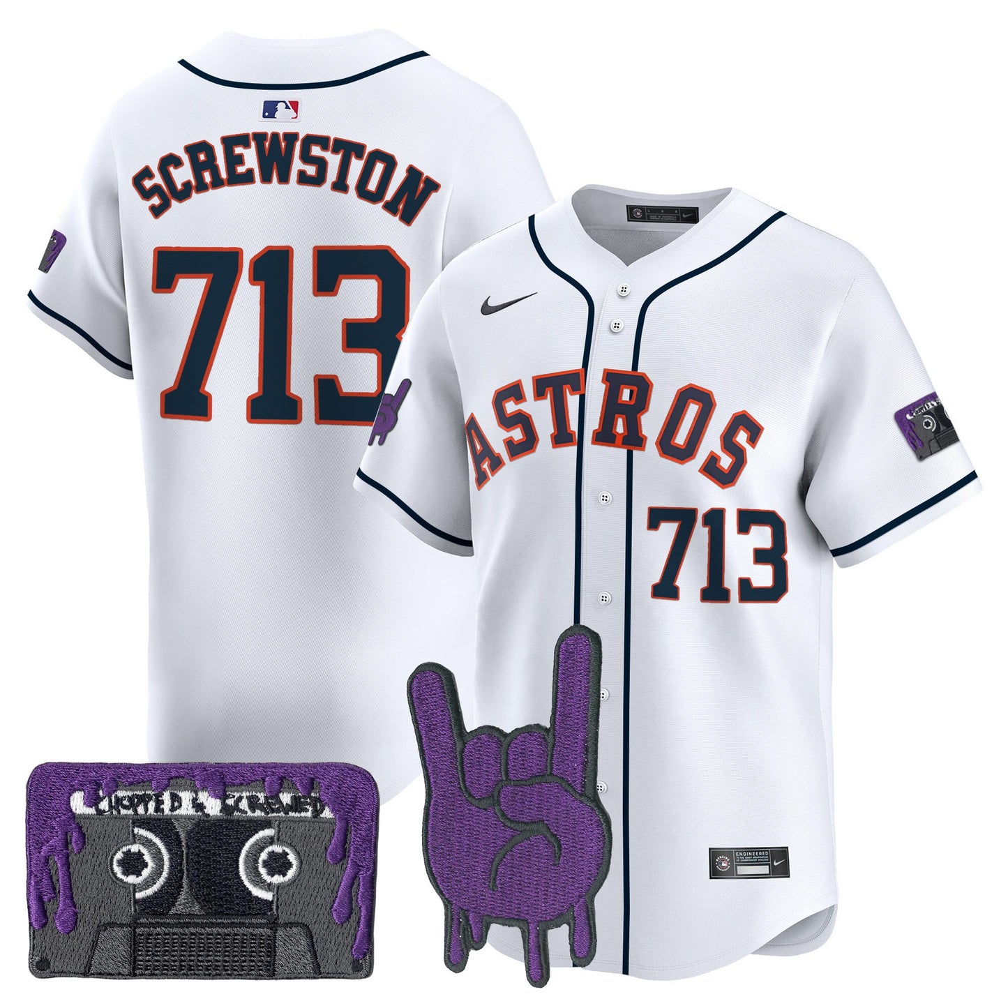 Houston Astros DJ Screw Patch Vapor Premier Limited Jersey - All Stitched