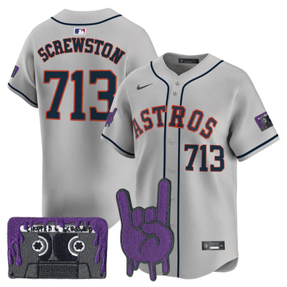 Men's Houston Astros DJ Screw Patch Vapor Premier Limited Jersey - All Stitched