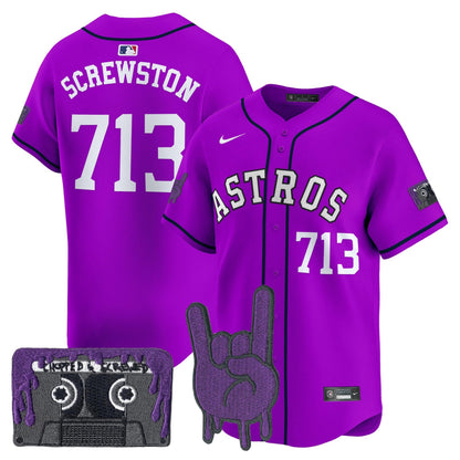 Men's Houston Astros DJ Screw Patch Vapor Premier Limited Jersey - All Stitched