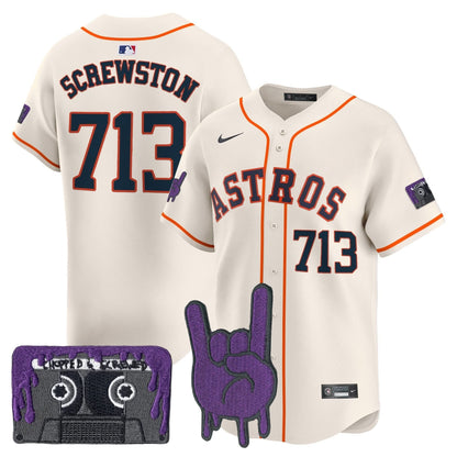 Men's Houston Astros DJ Screw Patch Vapor Premier Limited Jersey - All Stitched